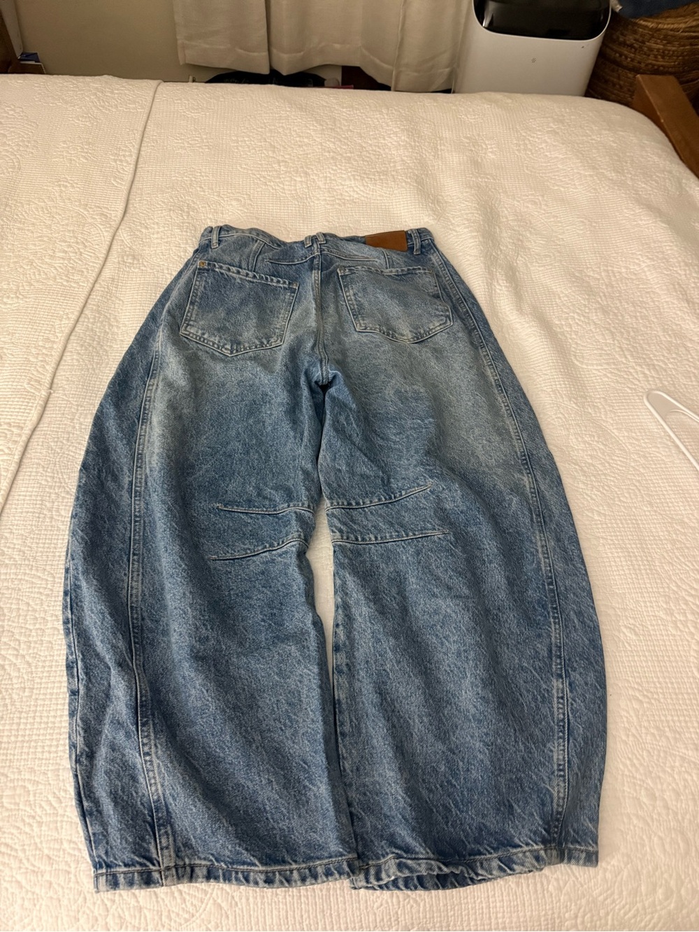 Free People Washed Blue Wide-Leg Denim Jeans - Picture 2 of 2